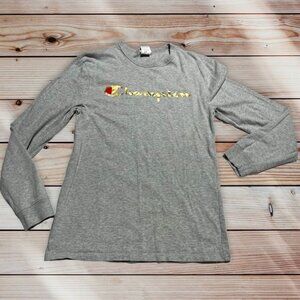 Champion Long Sleeve T-Shirt Gray Size Medium